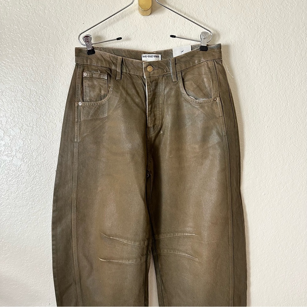New Free people x new moon Good Luck Coated High Waist Barrel Jeans size 28 - Picture 7 of 14